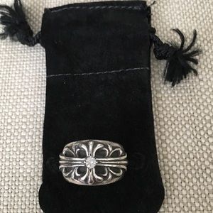 Auth Chrome Hearts Floral Cross Ring Diamond #6